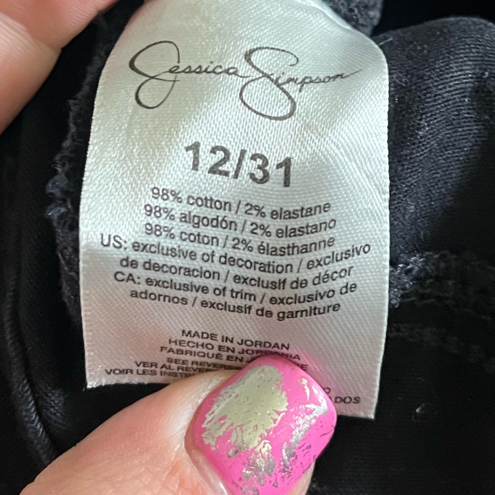 🔥Jessica Simpson 12/31 black shine super skinny has stretch like new - Picture 2 of 5